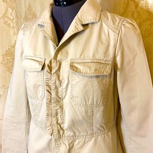 LOFT Khaki Ruffle Jacket Blazer